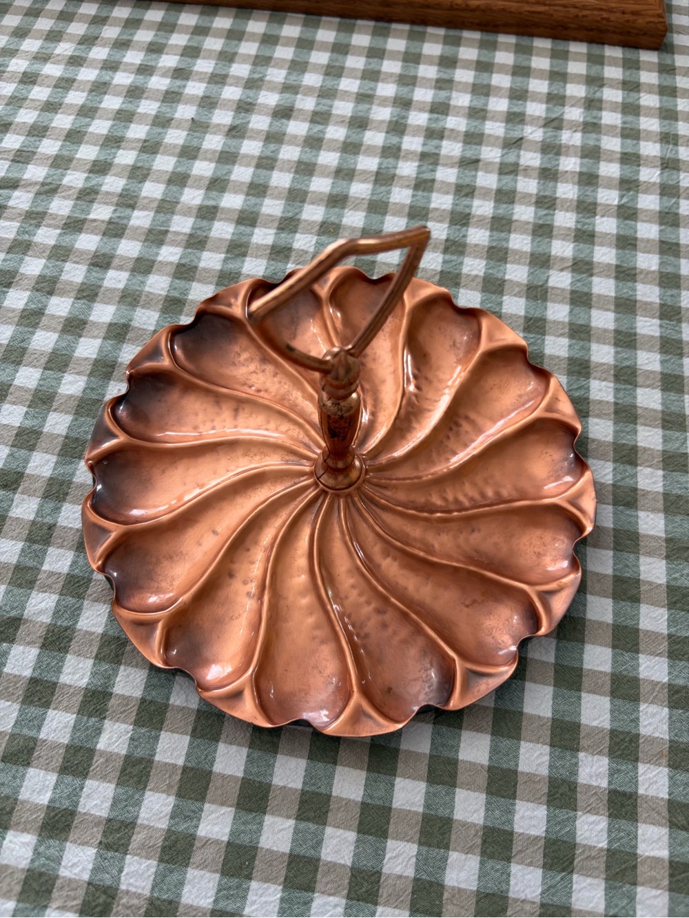 Vintage Copper-tone Swirl Handle Serving Tray
